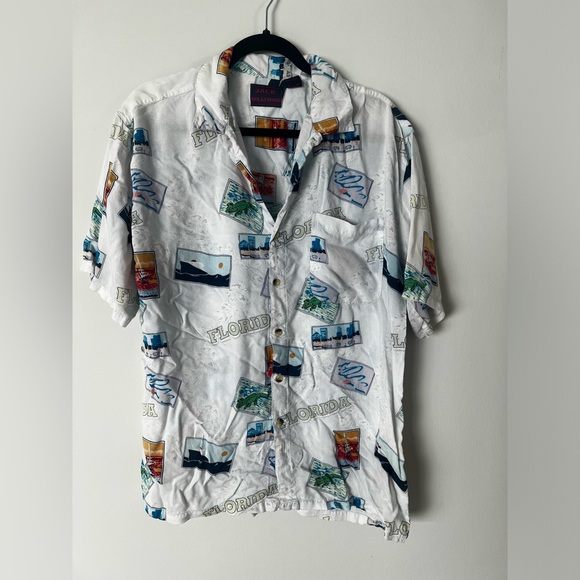 Vintage Other - Men’s Vintage 80s 90s Jack Hollywood Florida Postcard Hawaiian Shirt